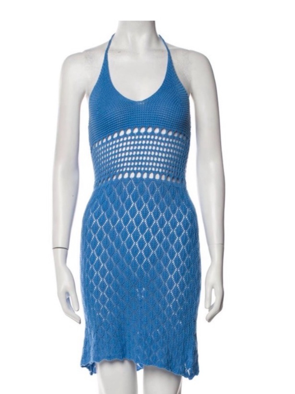 Gimagaus Blue Knit Halter Dress